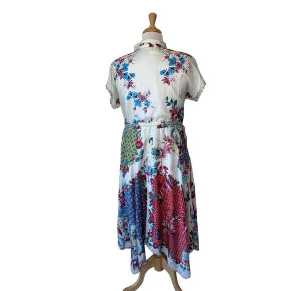 JOHNNY WASs  Lubello Parker Silk Patchwork Shirt Dress Multi Size Small - Picture 4 of 14